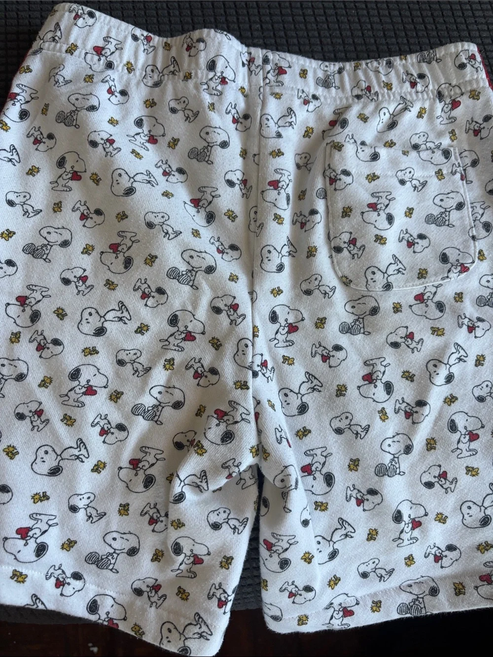 Janie and Jack White Snoopy Print Pajama Shorts with Red Trim